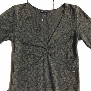 NWOT Zara Green Cropped Lace Top